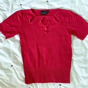Voodoo Vixen Pink Cutout Sweater Top
